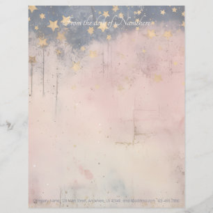Create Your Own Enchanted Starry Night Pink Custom Letterhead