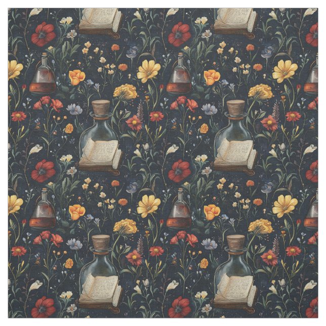 Create Your Own Enchanting Wildflower Magic Black Fabric (Swatch)