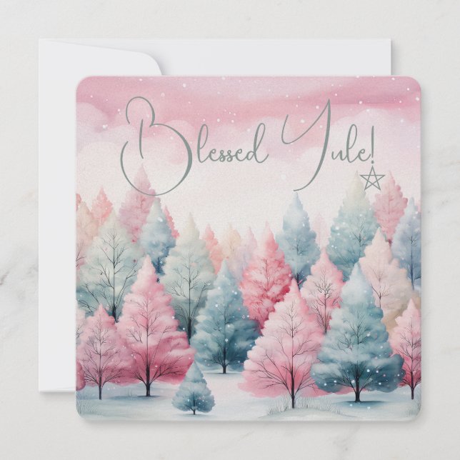 Create Your Own Enchanting Yule Pine Tree Forest Card (Front)
