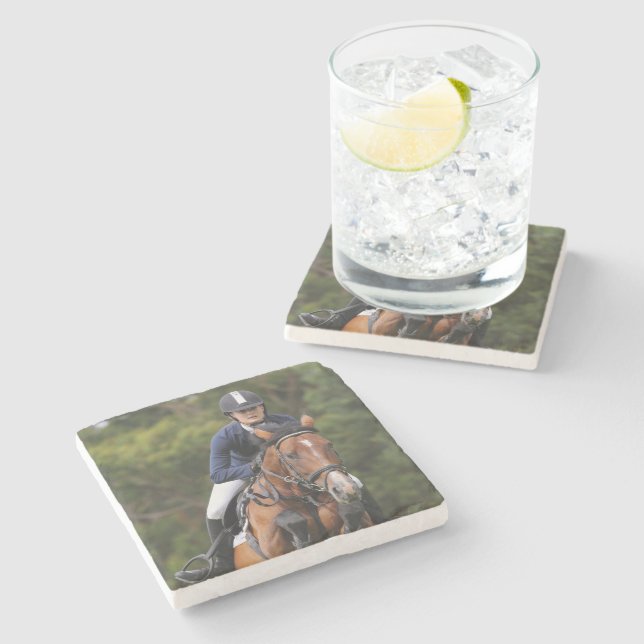 Create Your Own Equestrian Horse Photo Custom Stone Coaster (Side)