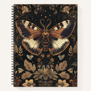 Create Your Own Ethereal Copper Ivory Moth Floral Notebook