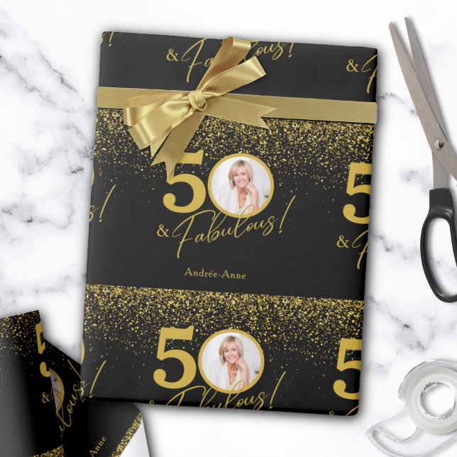 Create Your Own Fabulous Birthday Photo Invitation Wrapping Paper (Creator Uploaded)
