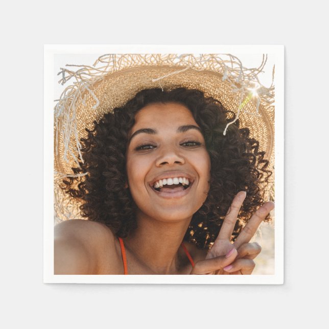 Create Your Own Face Fun Selfie Photo Party Napkin (Front)