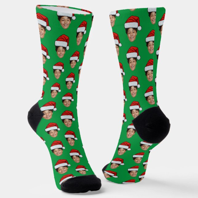 Create Your Own Face Santa Hat Socks (Angled)