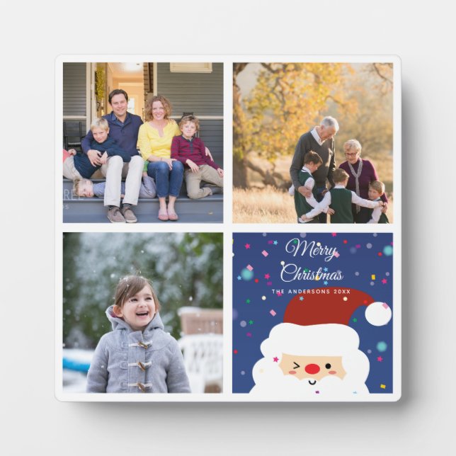 Create Your Own Family Christmas Photo Collage Plaque (Front)