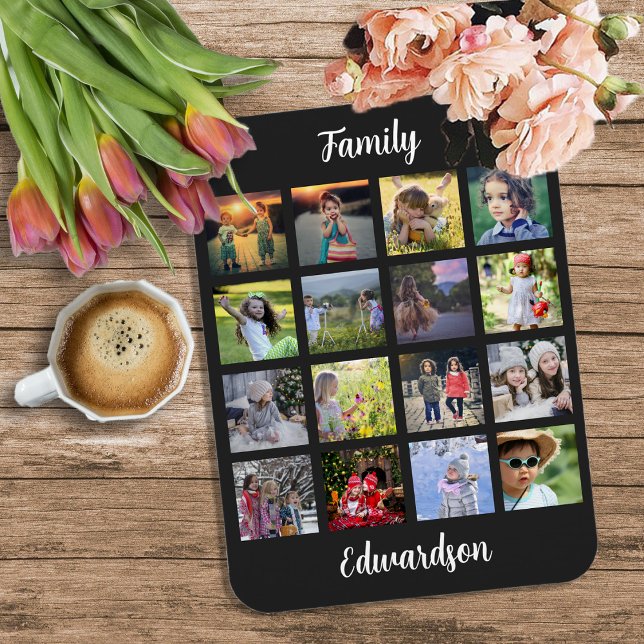 Create your own family monogrammed photo collage  magnet (Create your own family monogrammed photo collage magnet. You can add your own photo and name.)