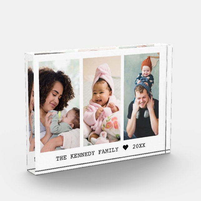 Create Your Own Family Name 3 Picture Collage Photo Block (Left)