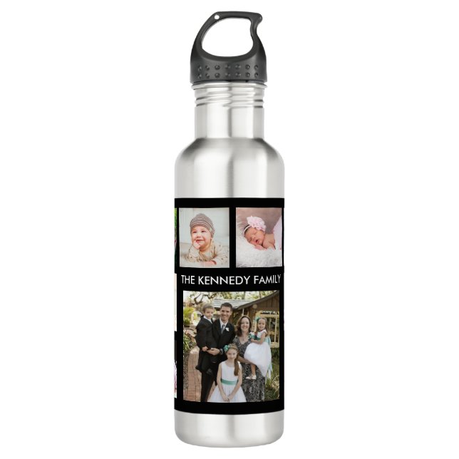 Create Your Own Family Name 9 Photo Collage   710 Ml Water Bottle (Front)