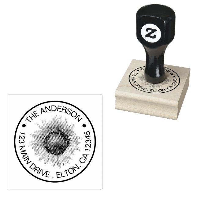 Create Your Own Family Name  Sunflower Rubber Stam Rubber Stamp (Stamped)