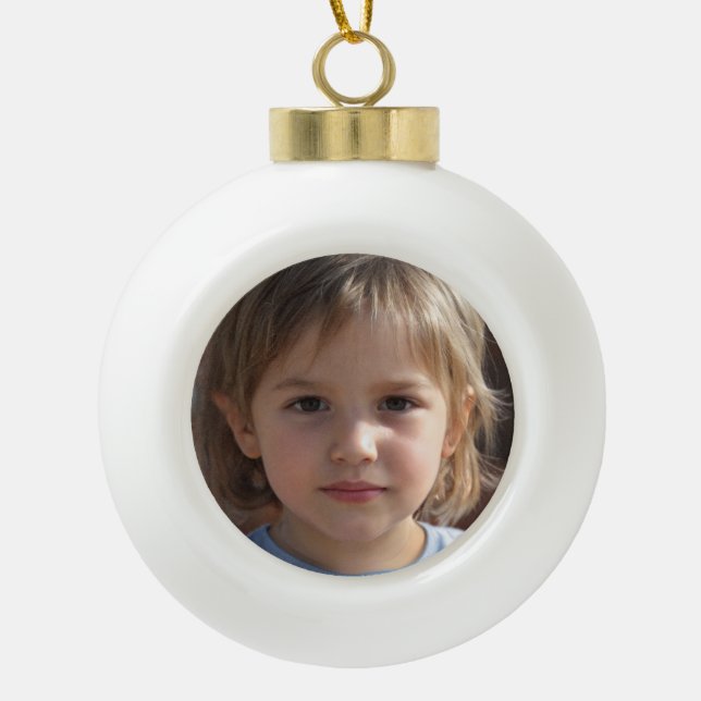 Create Your Own Family Photo Ceramic Ball Christmas Ornament (Front)