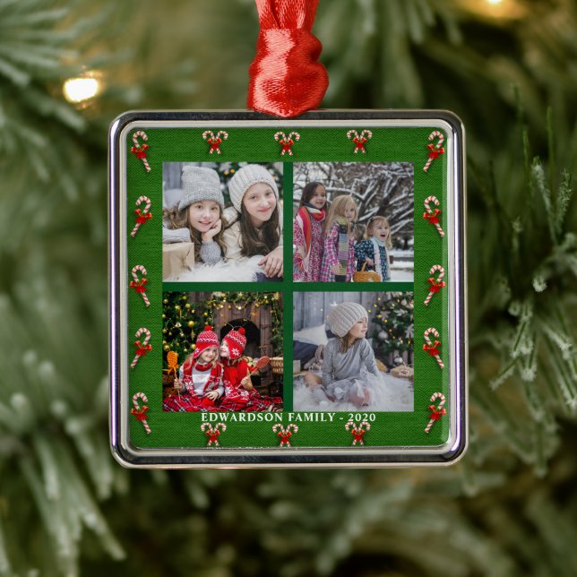 Create your own family photo collage Christmas Metal Tree Decoration (Tree)