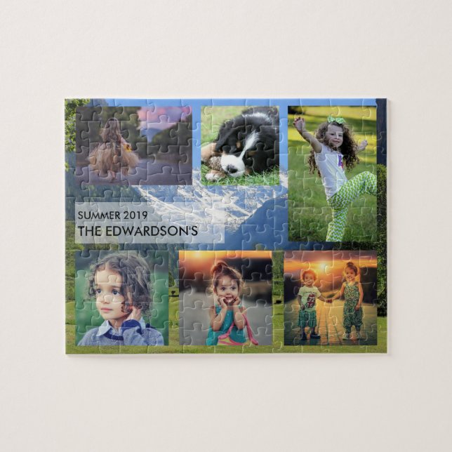 Create your own Family photo collage family name Jigsaw Puzzle (Horizontal)