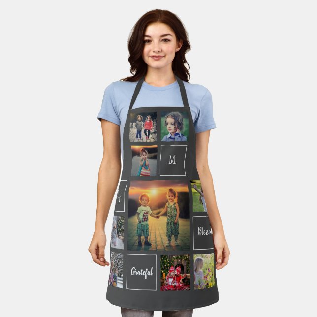 Create your own family photo collage monogram apron (Worn)