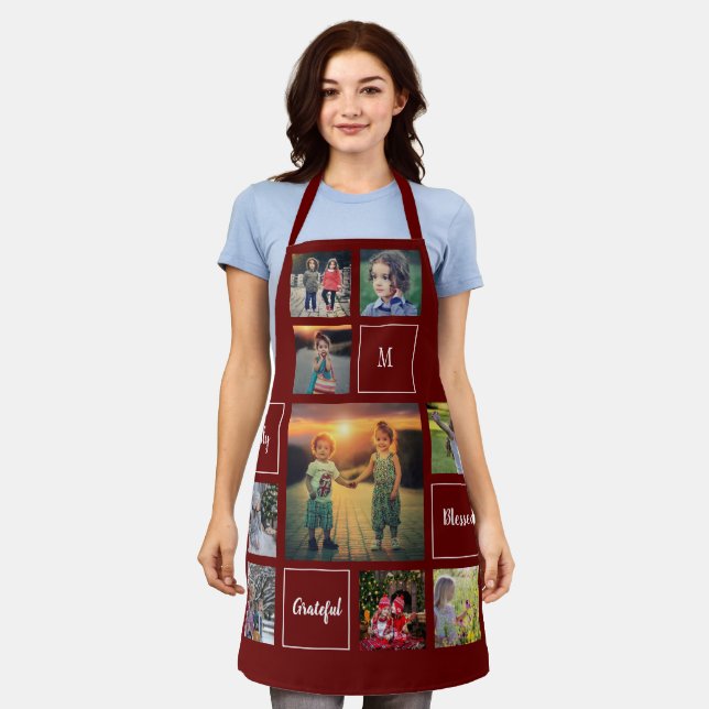 Create your own family photo collage monogram apron (Worn)