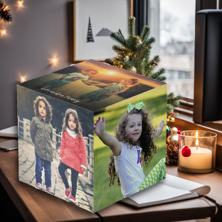 Create your own family photo collage monogram cube