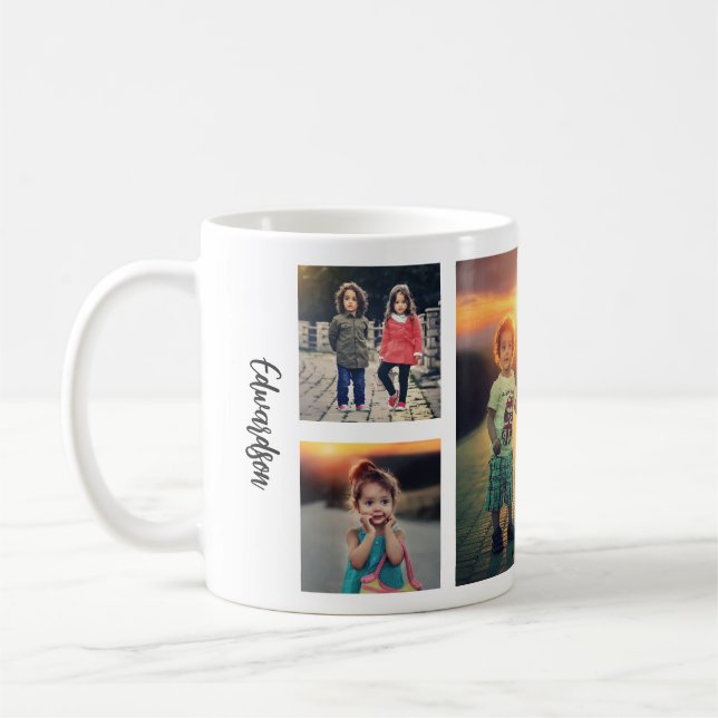 Create your own family photo collage monogram name coffee mug (Left)
