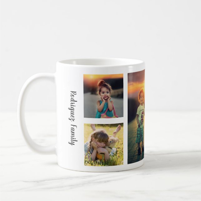 Create your own family photo collage monogram name coffee mug (Left)