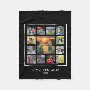 Create your own family photo collage monogram name fleece blanket