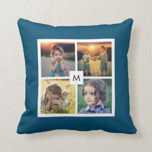 Create your own family photo collage monogrammed cushion
