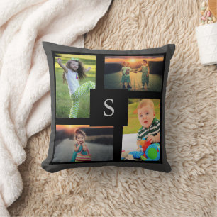 Create your own family photo collage monogrammed cushion