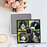 Create your own family photo collage monogrammed magnet<br><div class="desc">Lovely keepsake magnet. 
Create your own family photo collage magnet.
You can add your own 4 photos and add your monogram,  name and year.</div>