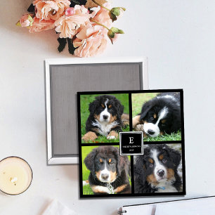 Create your own family photo collage monogrammed magnet