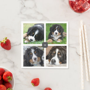 Create your own family photo collage monogrammed napkin