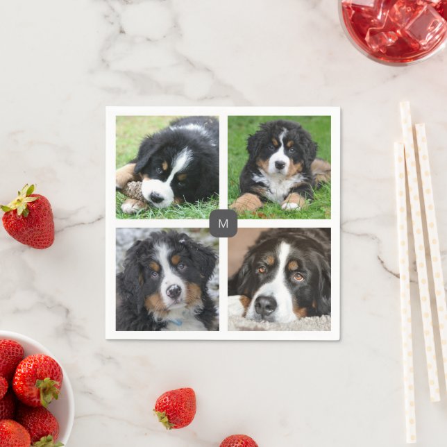 Create your own family photo collage monogrammed napkin (Insitu)