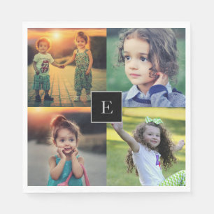 Create your own family photo collage monogrammed napkin