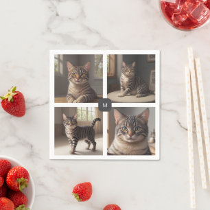 Create your own family photo collage monogrammed napkin