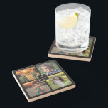 Create your own family photo collage monogrammed stone coaster<br><div class="desc">Lovely keepsake coaster. 
Create your own family photo collage stone coaster.
You can add your own 4 photos and add your monogram,  name and year.</div>