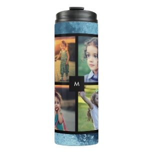 Create your own family photo collage monogrammed thermal tumbler