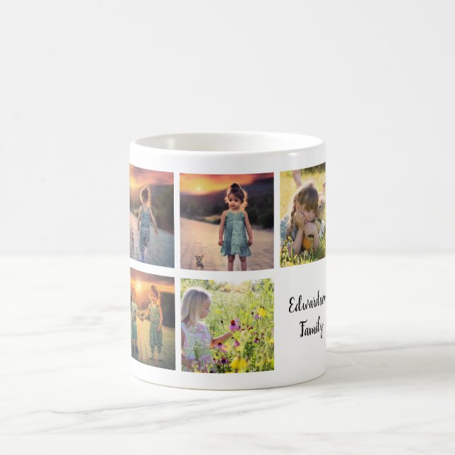 Create your own family photo collage name coffee mug (Center)
