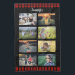 Create your own family photo collage name tea towel<br><div class="desc">Create your own family photo collage name,  chequered pattern,  kitchen towel.
You can personalise it and add your most beautiful photos and name.</div>