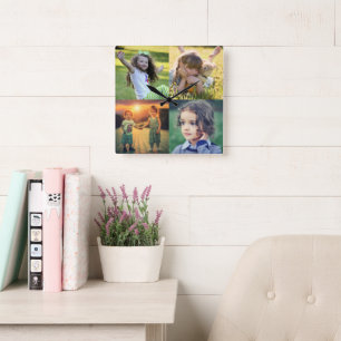 Create your own family photo collage square wall clock