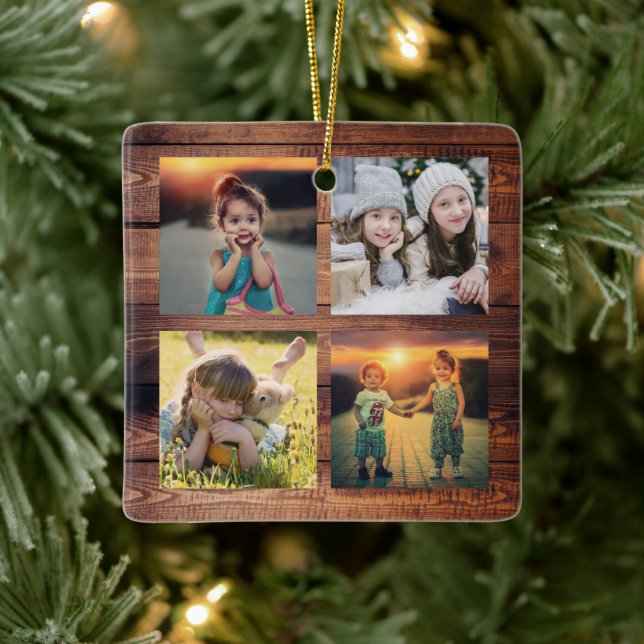 Create your own family photo collage unique ceramic ornament (Tree)