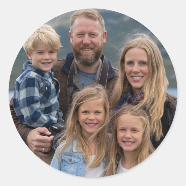 Create your own family photo Customisable          Classic Round Sticker (Front)