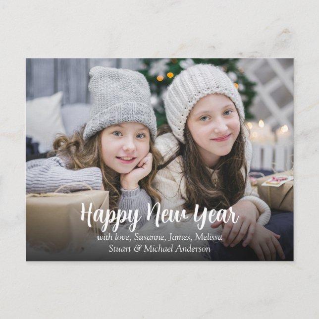 Create your own family photo Happy New Year Holiday Postcard (Front)