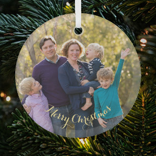 Create Your Own Family Photo Holiday Christmas Glass Tree Decoration