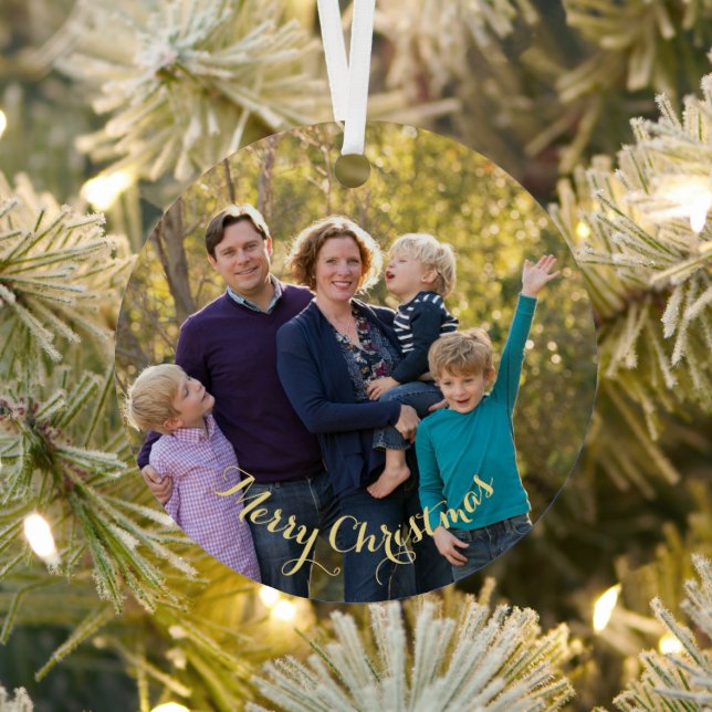 Create Your Own Family Photo Holiday Christmas Metal Tree Decoration (Insitu)