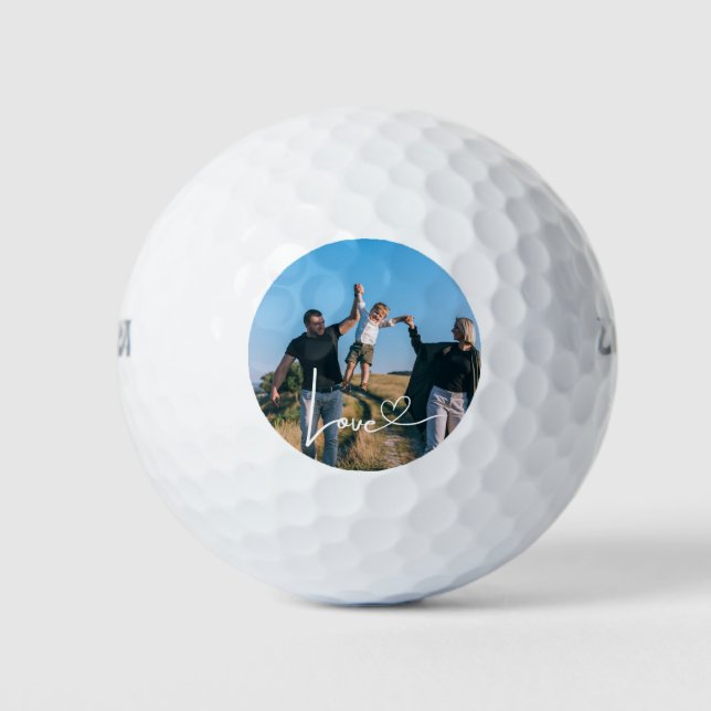Create your own Family Photo Love Script Golf Balls (Front)