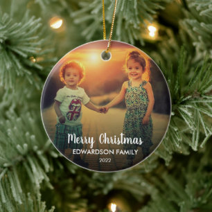 Create your own family photo Merry Christmas Ceramic Tree Decoration