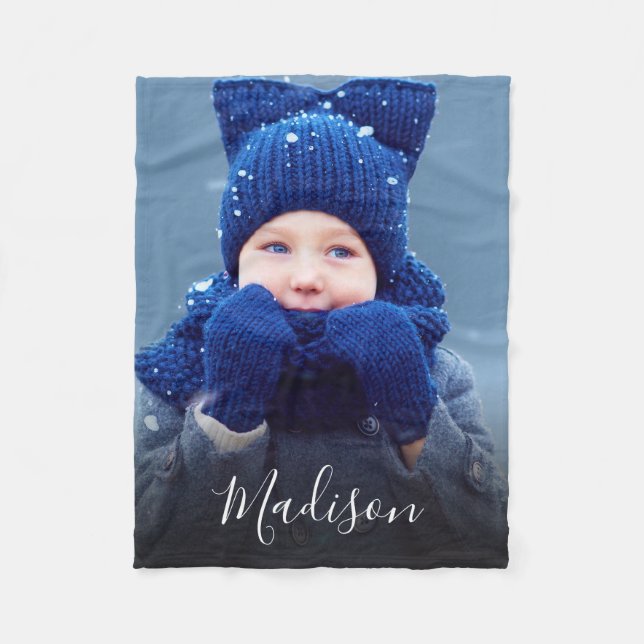 Create Your Own Family Photo Monogram Fleece Blanket (Front)