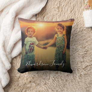 Create your own family photo monogram name cushion