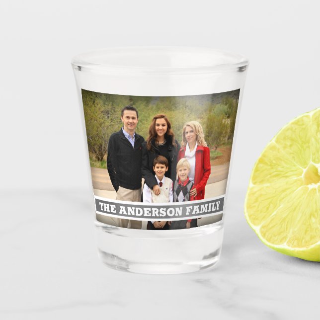 Create Your Own Family Photo Monogram Shot Glass (Front)