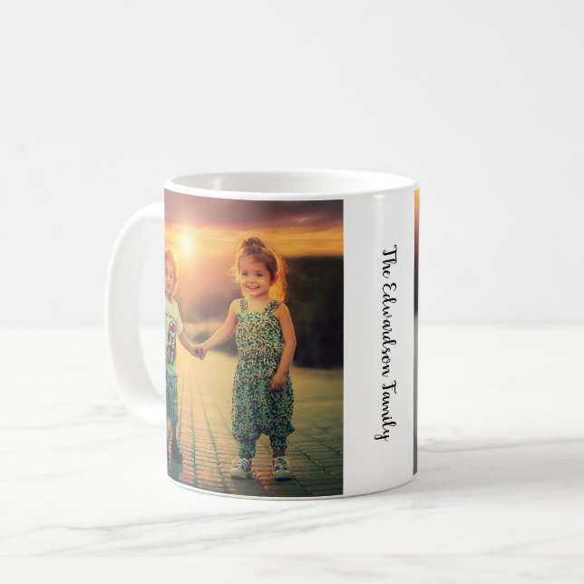 Create your own family photo monogrammed coffee mug (Front Left)