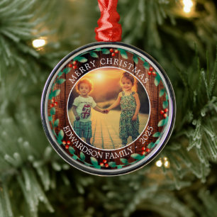 Create your own family photo personal Christmas Metal Tree Decoration