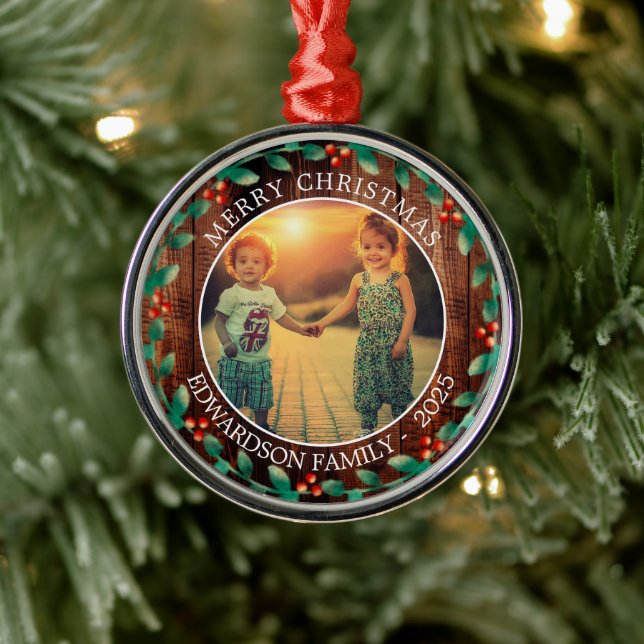 Create your own family photo personal Christmas Metal Tree Decoration (Tree)