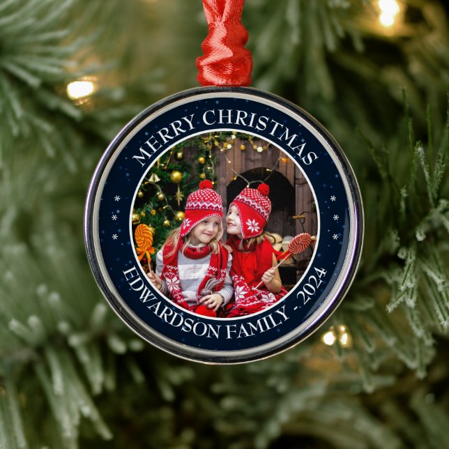 Create your own family photo personal Christmas Metal Tree Decoration (Tree)