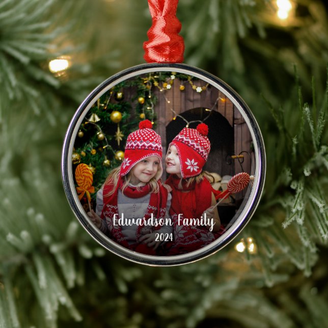 Create your own family photo personal Christmas Metal Tree Decoration (Tree)